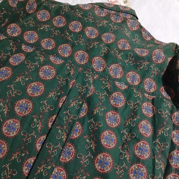 VTG NWT INTROSPECT Men's Large Long-Sleeved Bold Pattern Button-Up Green Shirt - Picture 8 of 13
